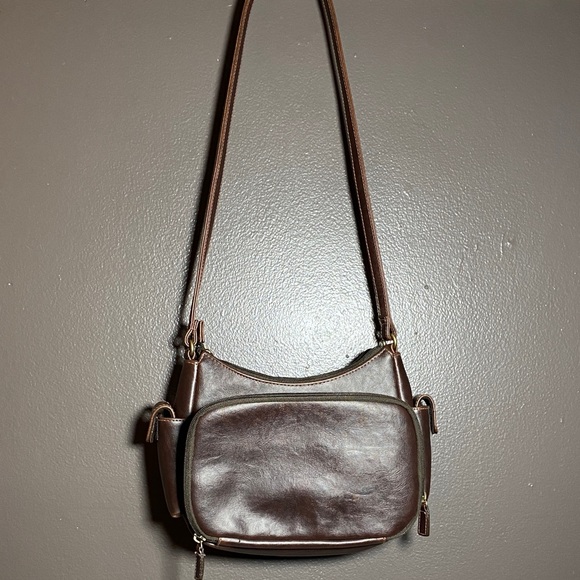 Connections Brown Vegan Leather Small Shoulder Bag - Picture 4 of 14
